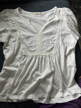 Lucky Brand White Embroidered Peasant Tunic